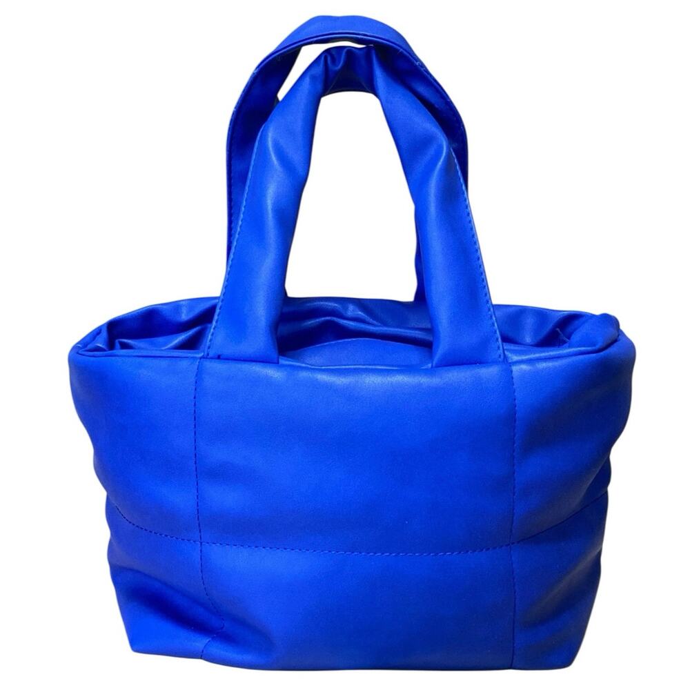 Free People Lapis Blue Cloud Commuter Quilted Shoulder Tote Bag Mini Handbag OS